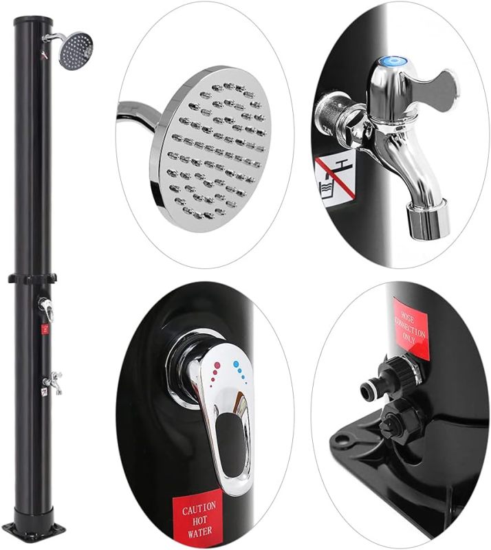 Camping Shower Solar Shower Column Foot Shower Rain Shower Head and Tap Garden Shower with Water Tank For Outdoor Use