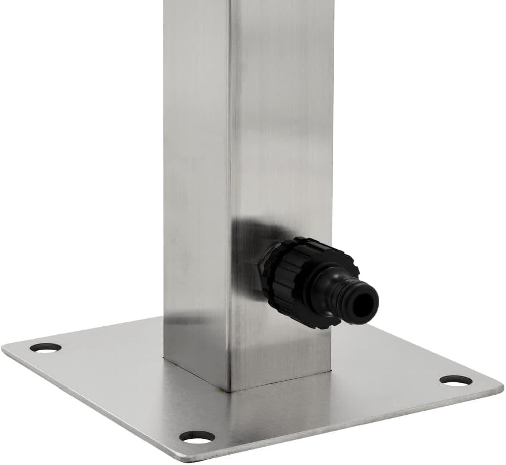 Square Stainless Steel Garden Water Column Water Tap Fountain with Connection UV and Frost Resistant Freestanding Tap