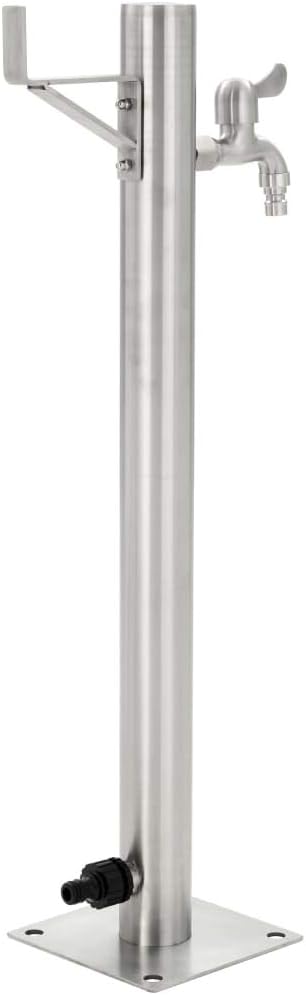 Round Stainless Steel Garden Water Column Water Tap Fountain with Connection UV and Frost Resistant Freestanding Tap