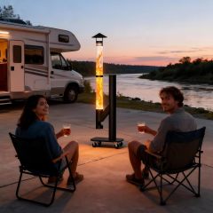 Pellet Fire Pits with Wheels Fire Pipe- Pellet rocket stove Fire Pit for Outdoor - Smokeless Flame Garden Fire Pit