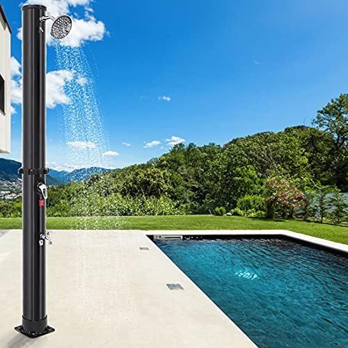 Solar Shower Column Garden Shower with Water Tank Foot Shower Rain Shower Head and Tap For Outdoor Use