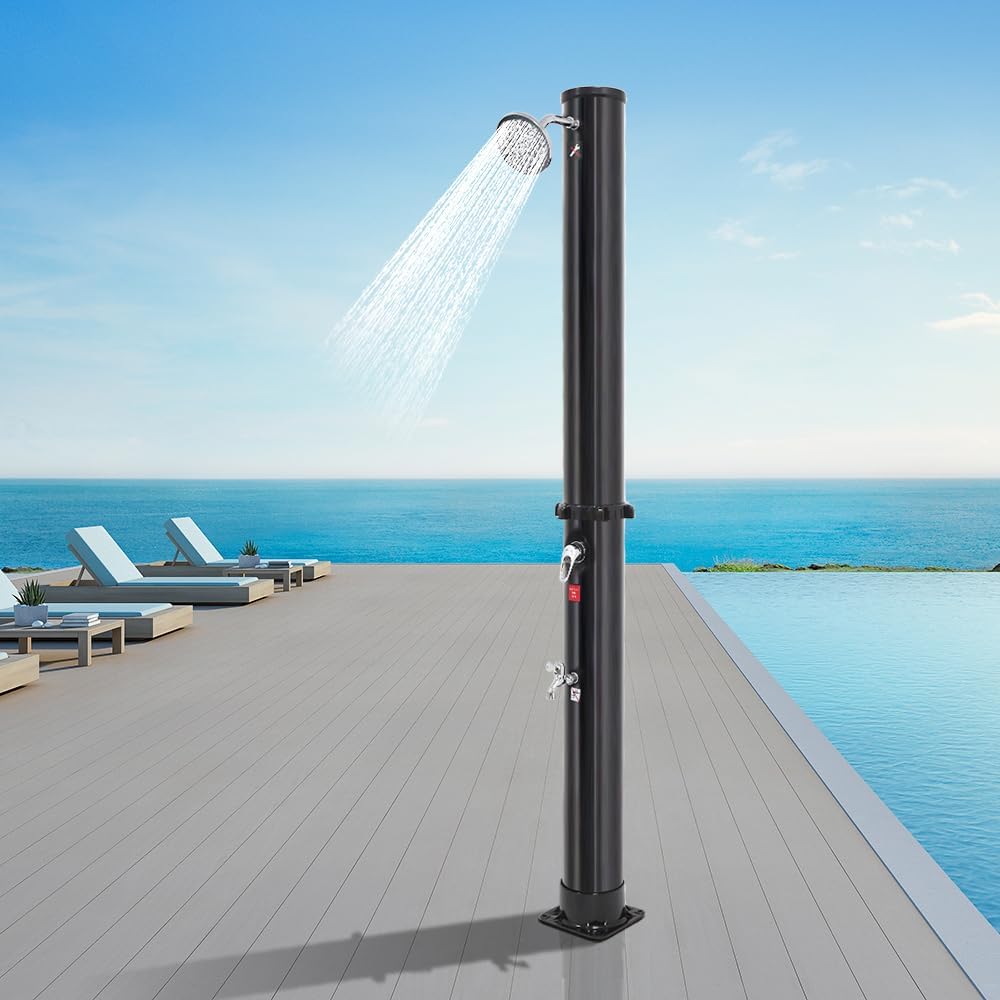 Pool Shower Solar Shower Column Foot Shower Rain Shower Head and Tap Garden Shower with Water Tank For Outdoor Use