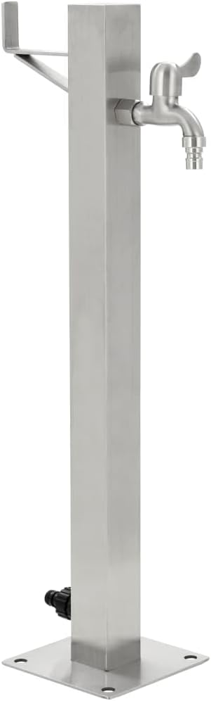 Square Garden Water Column Water Stainless Steel Tap Fountain with Connection UV and Frost Resistant Freestanding Tap