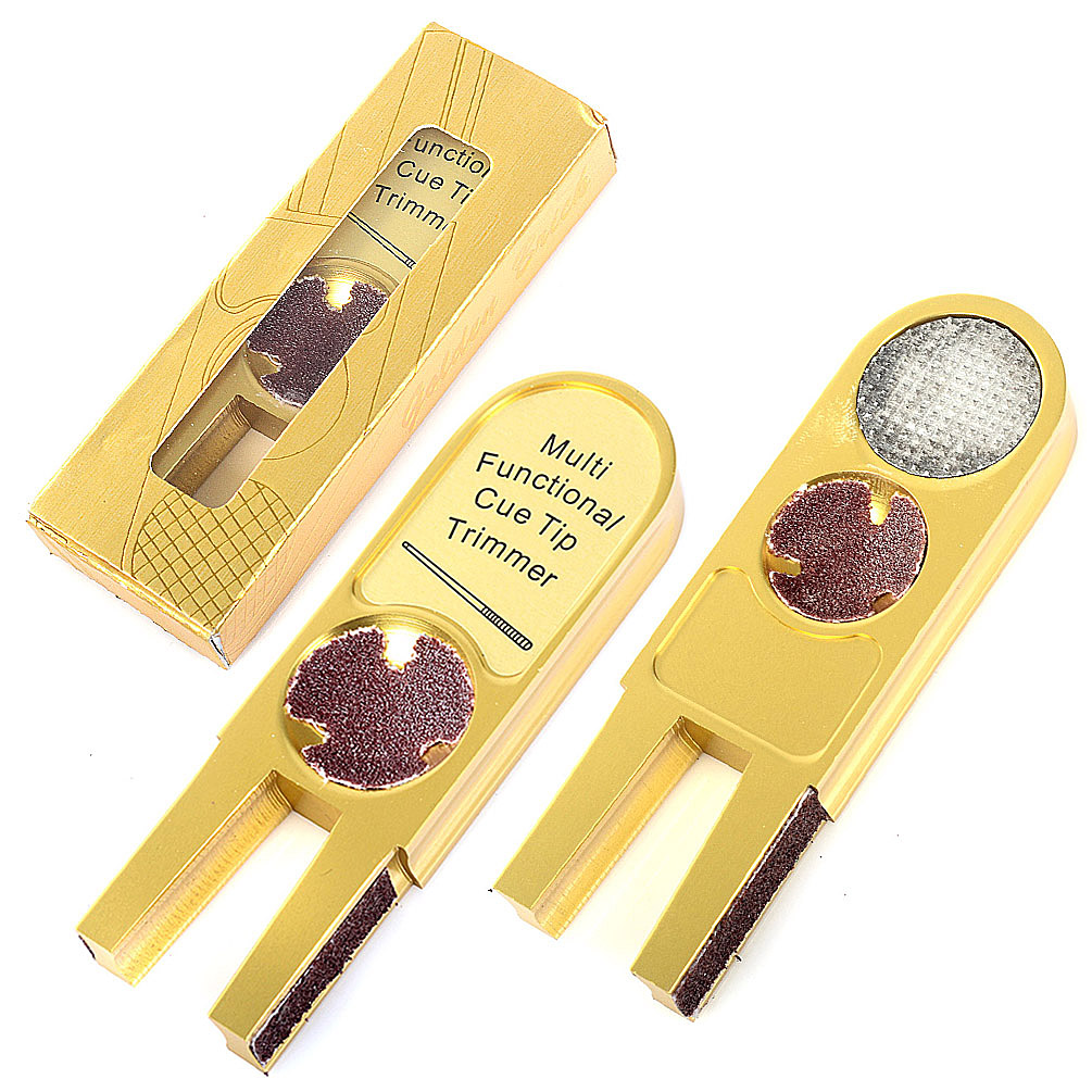 QWORK Aluminum Pool Cue Tip Tool - Multi-Function Shaper, Scuffer & Trimmer For 9-14mm Cue Sticks