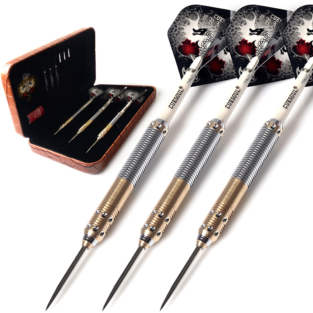 CUESOUL 21g/23g/25g Deluxe Brass Steel Tip Pack Dragon Series Darts with  Flights and Shafts