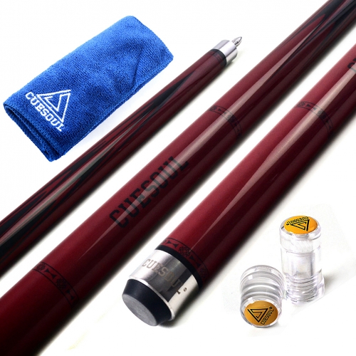 CUESOUL SOOCOO 58" 19oz Maple Pool Cue Stick Set with Joint/Shaft Protector and Cue Towel.