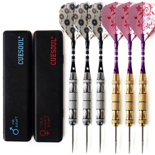 CUESOUL 6 Pcs Couples Package Mr.Right et Mme Always Right Steel Tip Darts