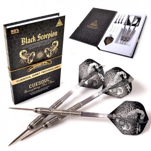 CUESOUL BLACK SCORPION Dart-Set aus Wolframstahl, schwarz titanbeschichtet