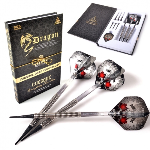 CUESOUL Dragon 90% tungsten 18g Soft Tip Darts Set,Barrel with Titanium Coated