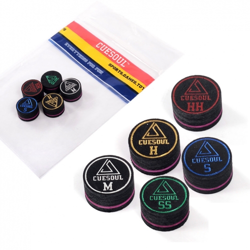thumbnail image 2 of CUESOUL 5-Pack 14mm Billiard Cue Tips – S Hardness, 8-Layer Pigskin For Pool/Snooker 2 of 3