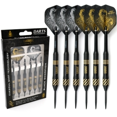 CUESOUL Black Scorpion 20g / 22g / 24g Steel Tip Brass Dart Set con Barriles Negros - Paquete de 6 piezas