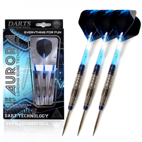 CUESOUL AURORA 21/23g/25g Steel Tip Tungsten Dart Set with Blue Titanium Nitride Coating