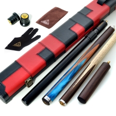 CUESOUL 57" Hand-Spliced 3/4 Jointed Snooker Cue with 2 Extensions Packed in Leatherette Cue Case