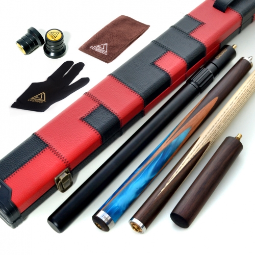 CUESOUL 18oz 57 "Cue de billar articulado a mano 3/4 con 2 extensiones empaquetadas en estuche de piel sintética