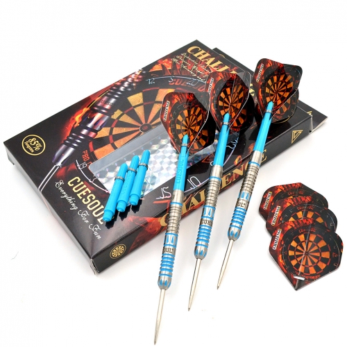 CUESOUL  22/24/26 Grams Tungsten Steel Tip Slim Darts Set with Blue Titanium coating-Challenge  Series