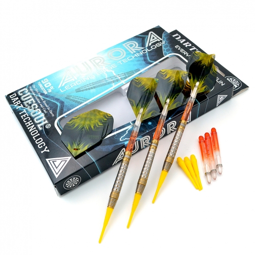 CUESOUL AURORA 18g Soft Tung Wolfram Dart Set mit goldener Titannitrid Beschichtung