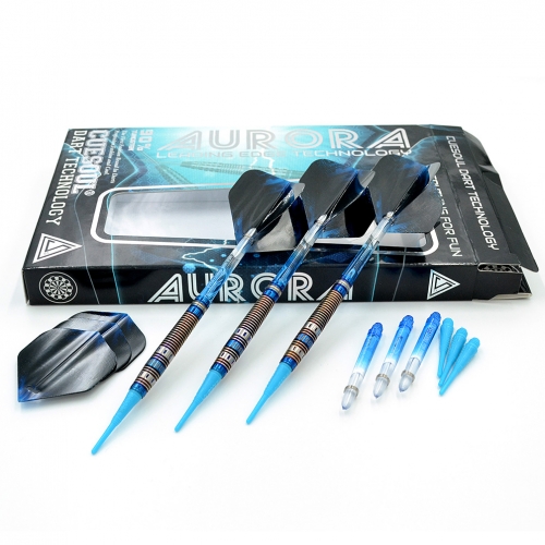 CUESOUL AURORA 18g Soft Tip Tungsten Dart Set with Blue Lines