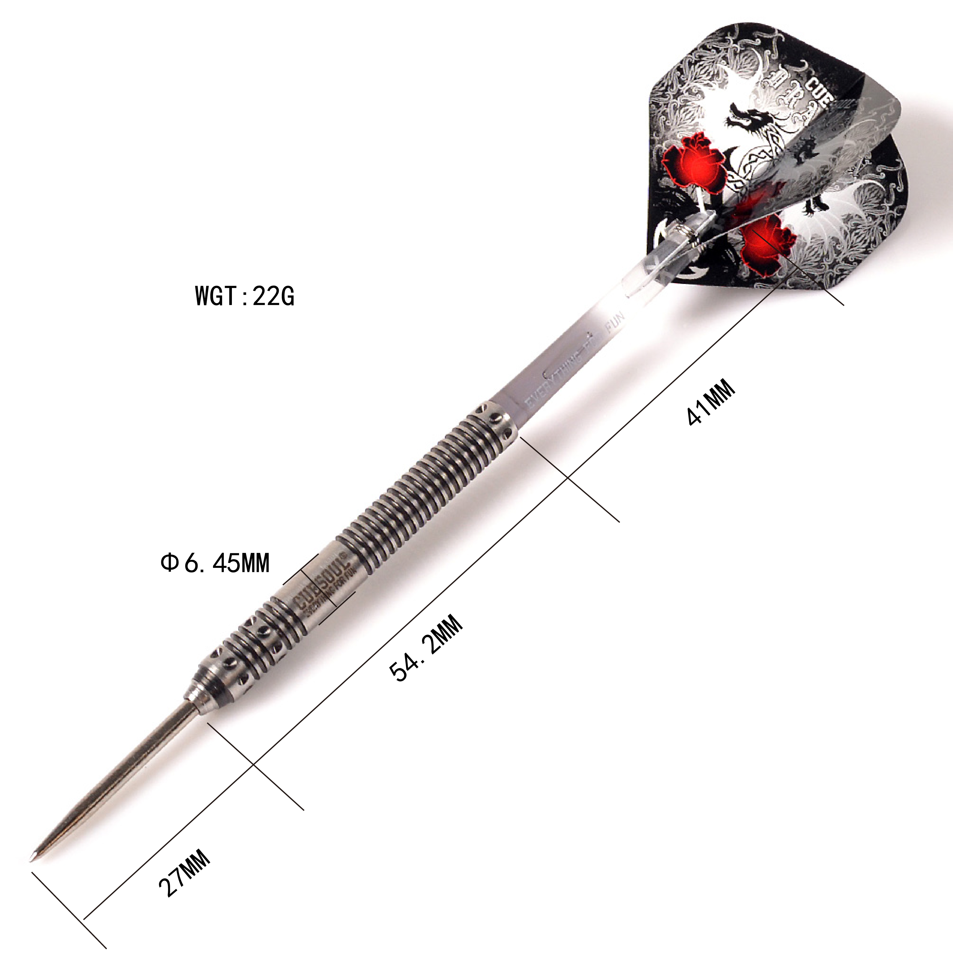 CUESOUL Dragon 90% tungsten 22g/24g/26g Steel Tip Darts Set,Barrel 