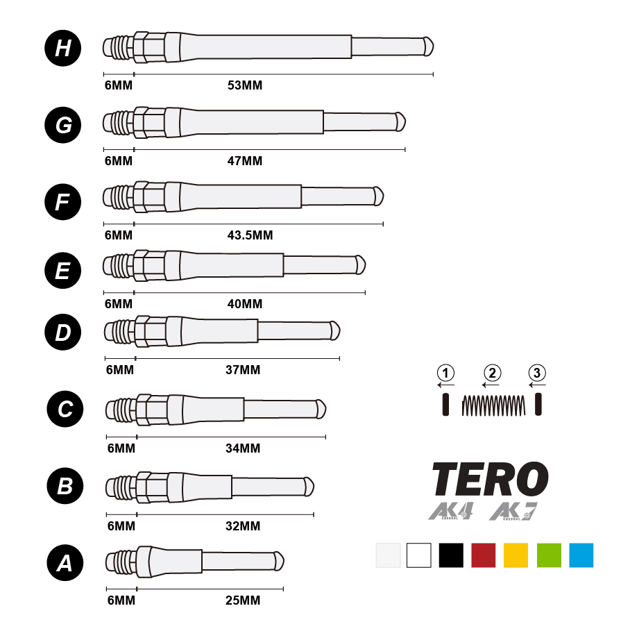 CUESOUL TERO FLIGHT STYSTEM AK7 Dart Shafts Builtin Spring Telescopic