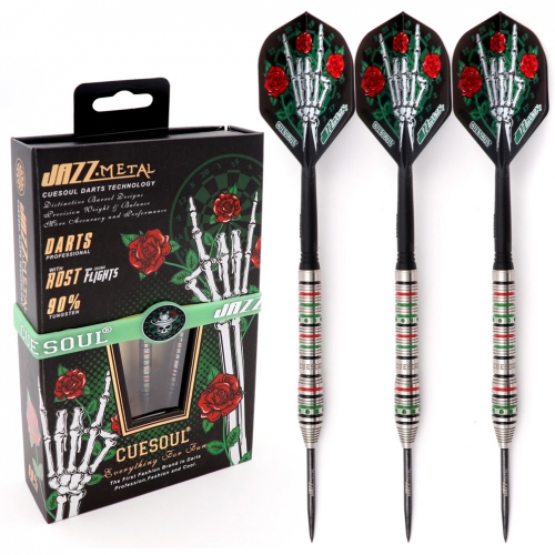 CUESOUL JAZZ-METAL 21/23 / 25g Stahlspitze 90% Wolfram Dart Set mit integrierten ROST Flights, Front Loaded