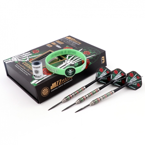 CUESOUL 23g Steel Tip Darts Set - Black Coated Brass Barrels With Flights & Shafts