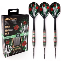 CUESOUL JAZZ-METAL 21/23/25g Steel Tip 90% Tungsten Dart Set with Integrated ROST Flights,Torpedo Shape