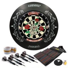 CUESOUL GLAMOURBOARD TRI-EYES 18"*1-1/2" Official Size Sisal Bristle Dartboard,with Dartboard Surround