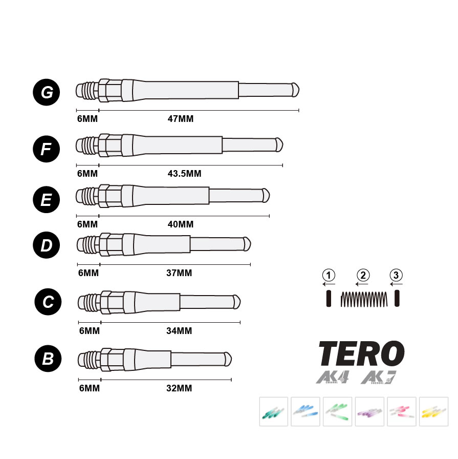 CUESOUL TERO AK7 (taille A) arbres de fléchettes en aluminium à