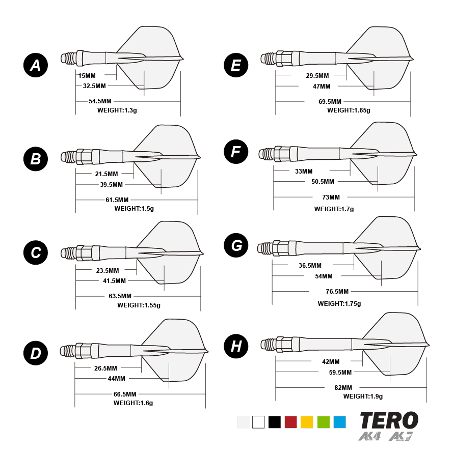 thumbnail image 2 of CUESOUL TERO AK4 Dart Flights - Standard/Shield/Diamond Shape For Steel & Soft Tip Darts (AK7 Stem Required) 2 of 13