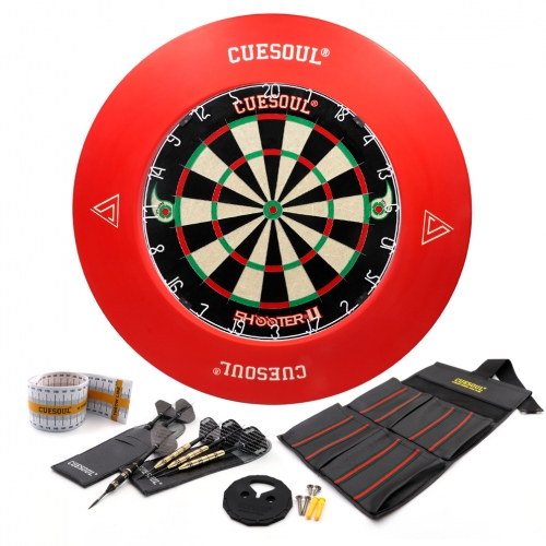 CUESOUL SHOOTER-II TRI-EYES 18"*1-1/2" Official Size Tournament Sisal Bristle Dartboard with Dartboard Surround