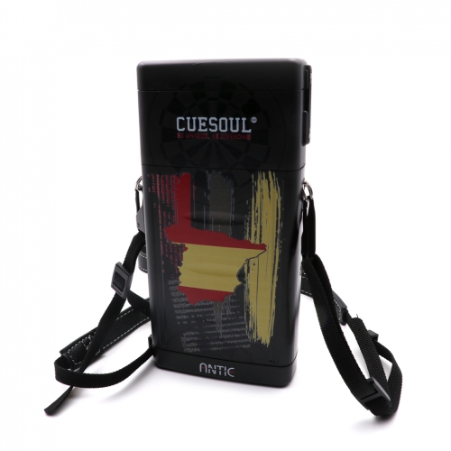 CUESOUL ANTIE Hard Dart Case,Holds 6 Steel Tip Darts/Soft Tip Darts & Extra Accessories,with Spain Flags Design,Durable Use