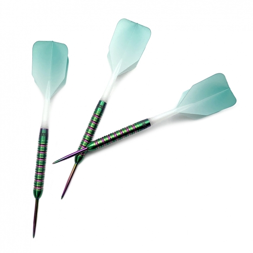 CUESOUL GREEN GEM STONE 21g Steel Tip 90% Tungsten Dart Set with Uniformity  Titanium Coated and Gradient Color ROST Flights