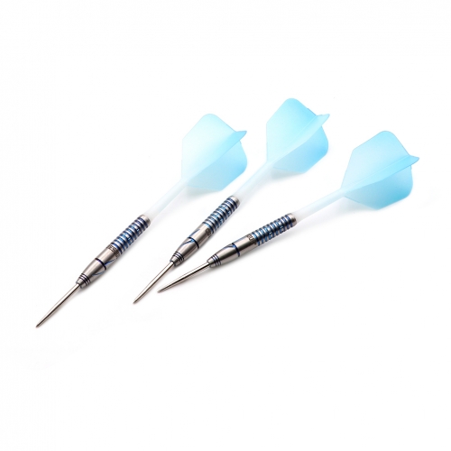 CUESOUL BLUE GEM STONE 22g Steel Tip 90% Tungsten Dart Set with Uniformity  Titanium Coated and Gradient Color ROST Flights