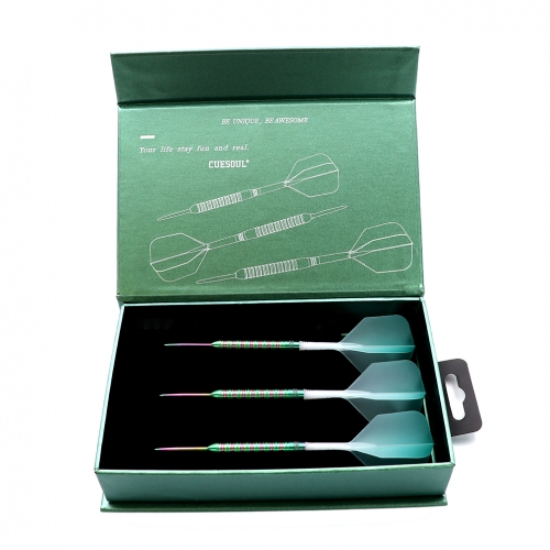 CUESOUL GREEN GEM STONE 21g Steel Tip 90% Tungsten Dart Set with 