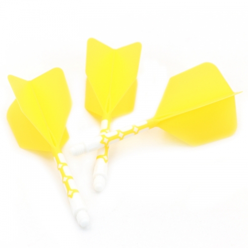 CUESOUL ROST T19 Integrated White Dart Shaft and Yellow Flight, Big Wing Shape,Set of 3