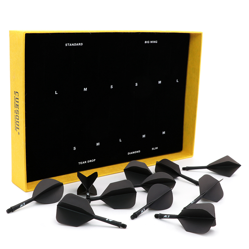 CUESOUL ROST 77 - Lot De 12 Tiges + Ailettes Intégrées - Forme Grande Aile - Collection Couleurs Vives - Fléchettes Dart Professionnelles