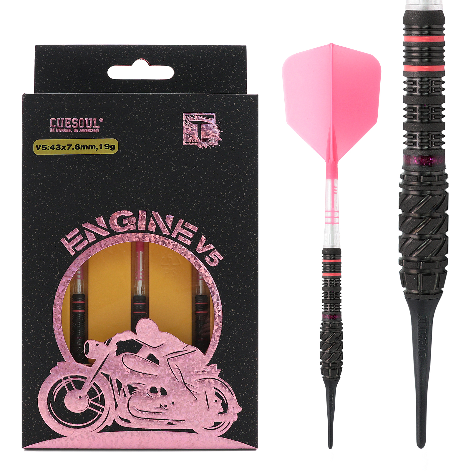 CUESOUL ENGINE V1-V6 18/19/20/21g Soft Tip 90% Tungsten Dart Set 