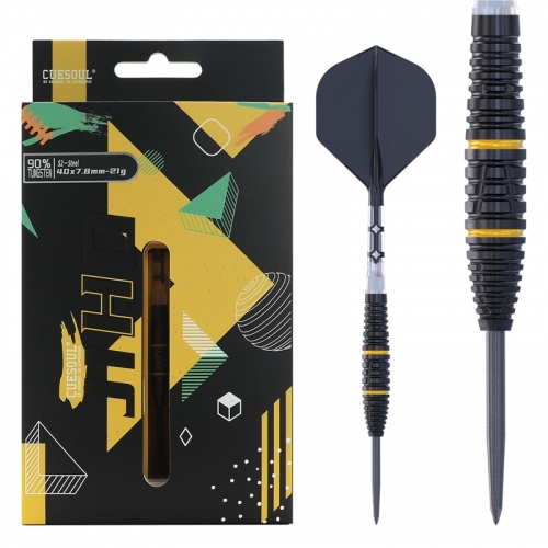 CUESOUL JIHO S2 21g Steel Tip 90% Tungsten Dart Set with Titanium Coated and Unifying ROST T19 Flight