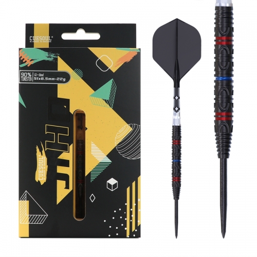 CUESOUL JIHO S1 22g Steel Tip 90% Tungsten Dart Set with Titanium Coated and Unifying ROST T19 Flight