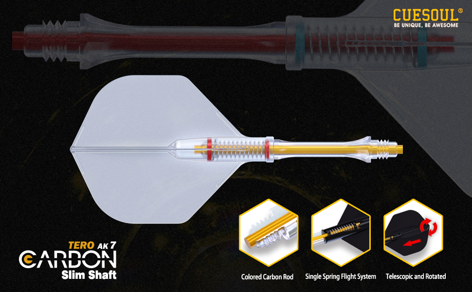 TERO AK7 Carbon Dart Shafts/Stem Built-in Spring Telescopic,Set Of 3 Pcs-Green - Foto 6