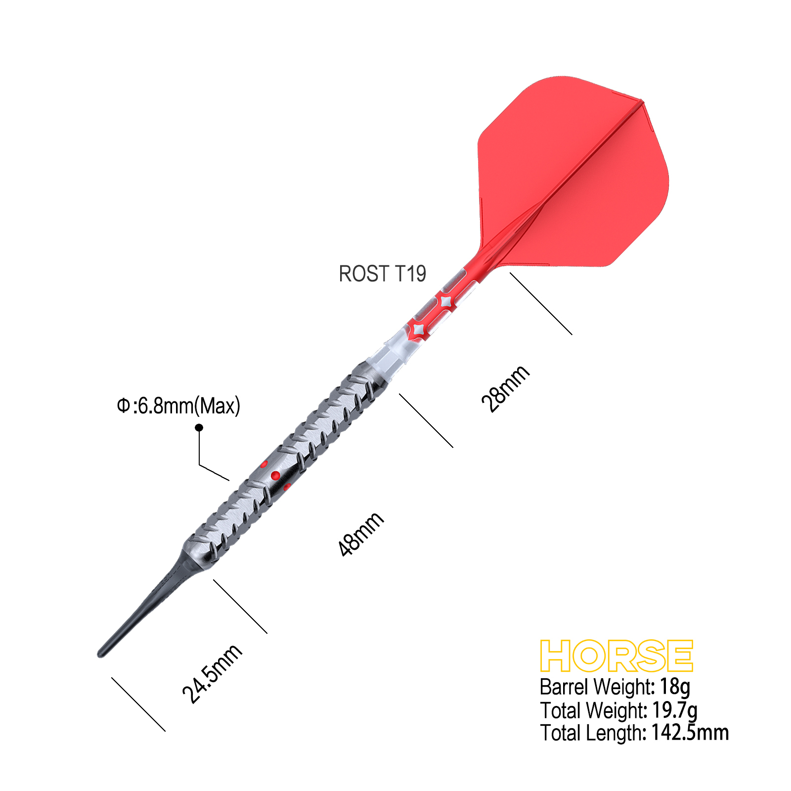CUESOUL Dart-Set – Chinese Zodiac Tiger Design, 90% Wolfram, 18–20 G – Mit ROST T19 Flights