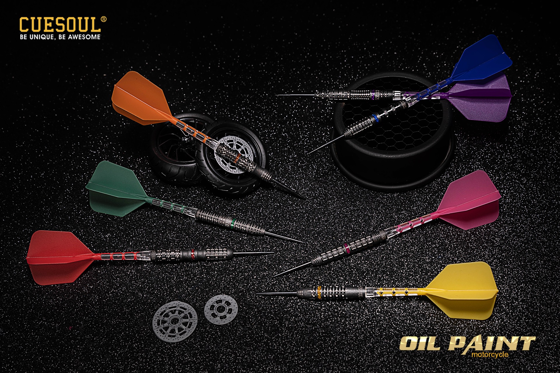 CUESOUL SPOKES-MOTORCYCLE 22g Steel Tip 90% Tungsten Dart Set with