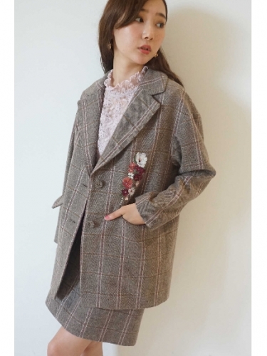 アンクルチェック　　フローラル　　ジャケット アンクル チェック フローラル ジャケット,レディース服(カテゴリ)