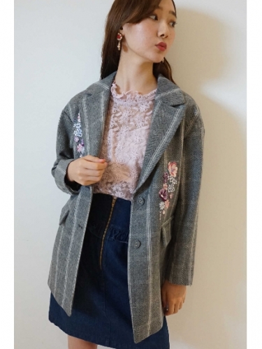 アンクル チェック フローラル ジャケット,レディース服(カテゴリ)