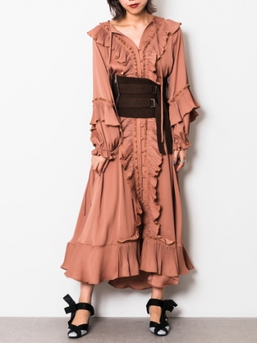 大人気♡SNIDEL 石原さとみ色違い着用 プリーツフリルディテール ワンピース 美品】 SNIDEL 石原さとみ着用 プリーツフリルディテール