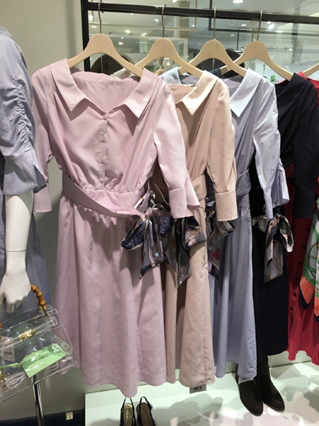 スカーフベルト付シャツワンピース,レディース服(カテゴリ)