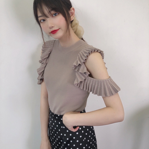 プリーツラッフルスリーブニットプルオーバー　/ ミント 楽天市場】【SALE／50%OFF】プリーツラッフルスリーブニットプル