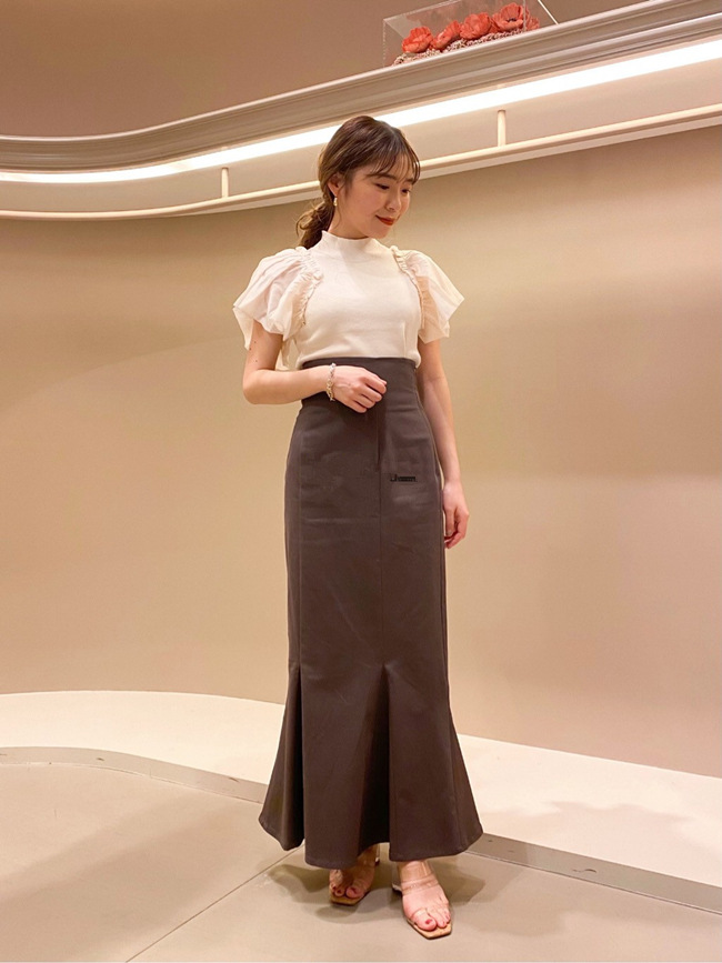 SNIDEL - snidel♡ シアーギャザースリーブニットプルオーバー SNIDEL（スナイデル）の「シアーギャザースリーブニットプル