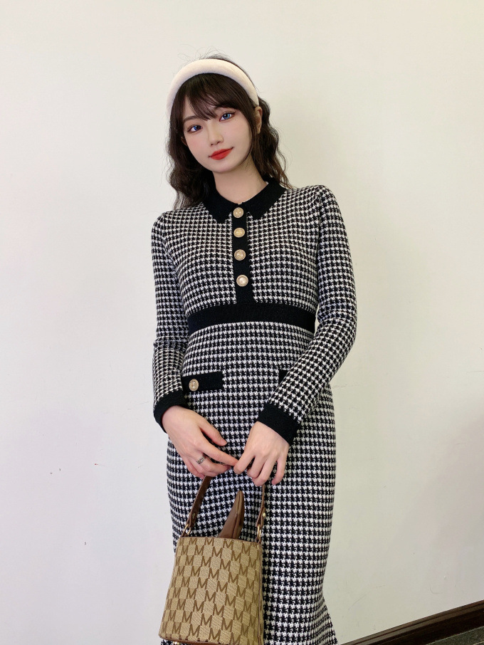 Buckingham Houndstooth Knit Dress/Mサイズ-