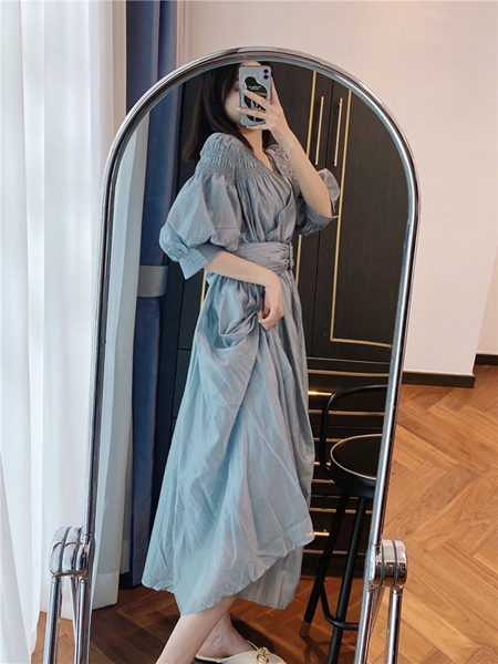 2022春夏新色】 Airy Volume Dress Sleeve ロングワンピース